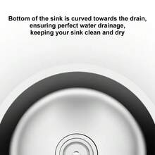 Round Kitchen Sink Mini Round Kitchen Sink Stainless Steel Bar Round Basin with Drain Pipe Fixture 30cm Diameter Round Bar Sink - B - Ver 5