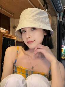 春夏新款草編透氣可折疊水桶帽 女款百搭時尚草帽 防曬水桶帽 鐘形簡約休閒旅行帽 - 彩色 - 查看 7