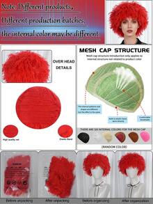 Gothic Horror Style Red Yarn Dreadlock Wigs, Multiple Short Fluffy Bob & Long Straight Afro Braided Synthetic Vampire Cosplay Wig For Halloween, Haunted House, Dark Fantasy Costume, Scary Theme Party, Holiday, Concerts, Exhibition & Daily Use - Multicolor - View 10