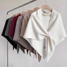 Chal triangular versátil para mujer occidental, lana cálida, otoño invierno, nuevo bufanda exterior, chal decorativo, estilo versátil - Gris - Ver 5