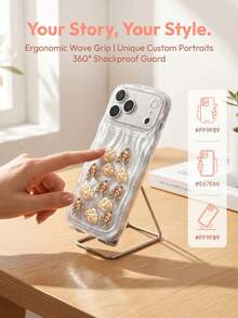 1pc Custom Photo Shake Rattle Phone Case, ABS Plastic Wavy Case & Acrylic Cloud Shape Floating Face Charms, Shakeable Custom Headshot, Perfect Valentine Surprise Gift For Lovers - Multicolor - View 5