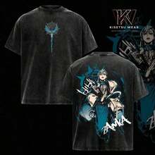 Soft Cotton Streetwear Style Graphic T-Shirt, Heavyweight Casual Wear, Unisex Top With Acid Wash Effect, Gift For Manga And Anime Fans, Summer Clothing For Women And Men. - 黑色 - 查看 1