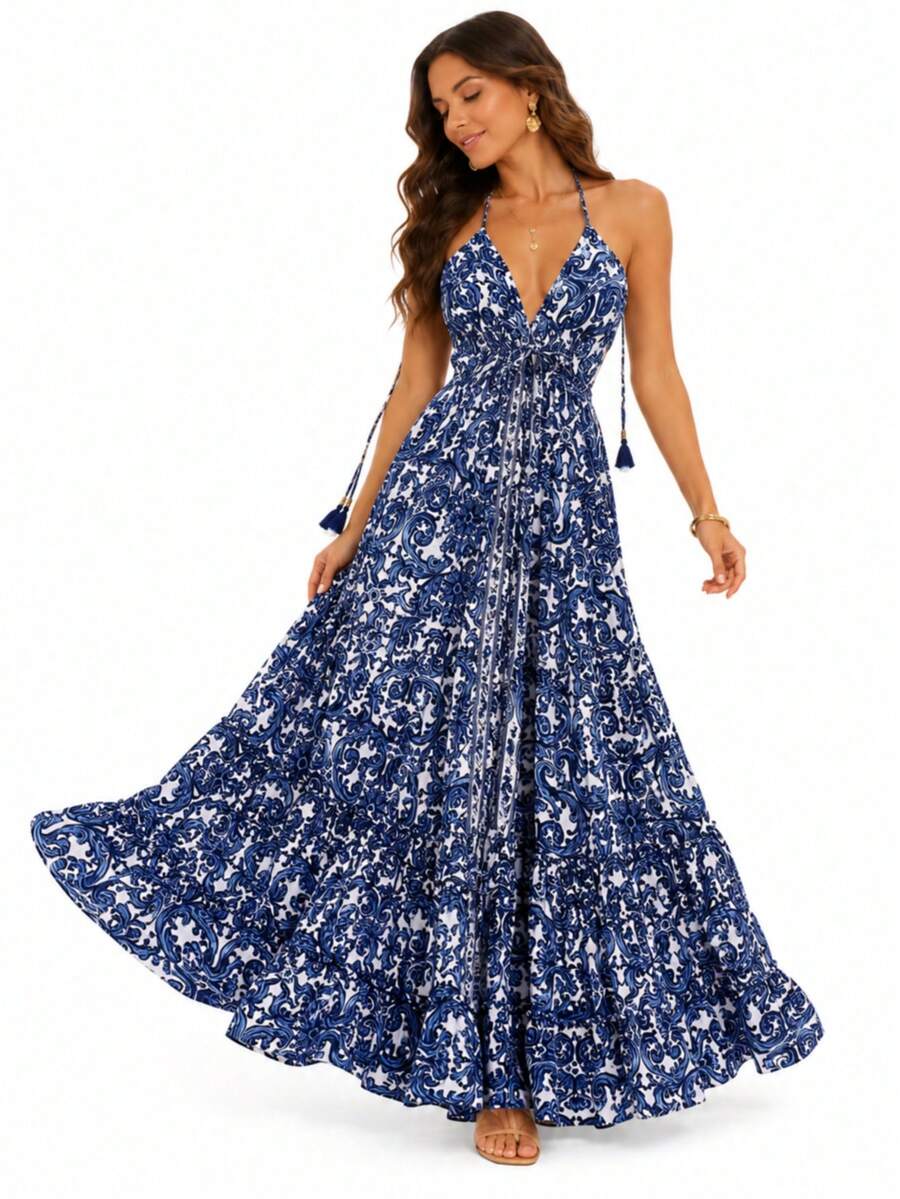 Long Dress Costs Nude - Azul - Ver 1