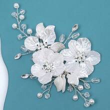 1/2/3pcs Women's Handmade Pearl Flower Hair Clips, Bridal Accessories For Wedding Season - White - View 6