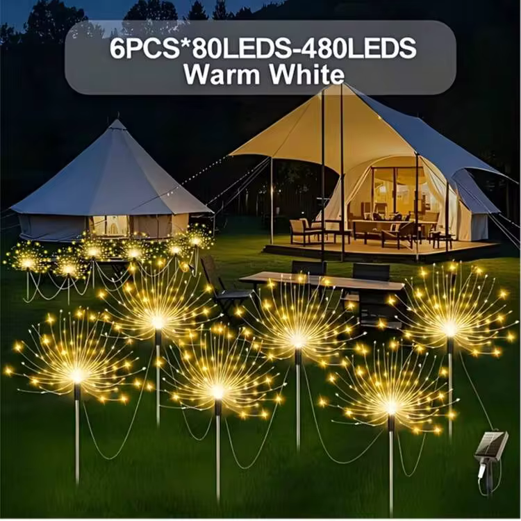 6/4/1packs Solar-Powered Firework Lights With 8 Modes - Flexible, High-Brightness LEDs For Garden & Pathway Decor, Weatherproof Outdoor Lighting - Ground-mounted Fireworks Lights - View 13