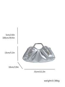 Sac à main plissé nuage pour femmes, design élégant de dame exquise de luxe léger avec chaîne en métal, mode haut de gamme convenant pour le shopping, les rendez-vous, les fêtes, couleur argent - Argent - Voir 9