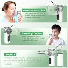 Nebulizador Portátil para Adultos y Infantil - Limpieza Automática y Pantalla Digital, Inhalador Eléctrico Silencioso Nebulizador con 2 Mascarilla de Inhalación y 1 Boquilla de Aspiración, Con Problemas Respiratorios, para Viajes, Hogar y Oficina - Pantalla Digital - Ver 9