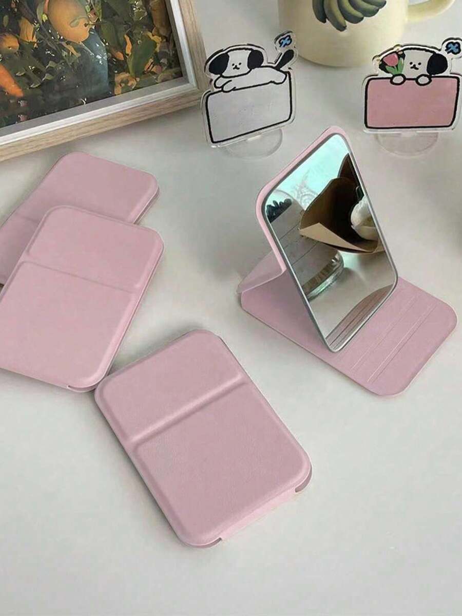 Portable Makeup Mirror, PU Leather Small Mirror, Foldable Travel Mirror ...