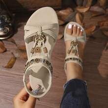 Soft Sole Bohemian Sandals For Women, Beach Shoes For Skirts, Plus Size, Summer Outdoor Wear,Holiday Essential - Beige - View 6