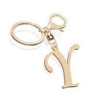 Cute Stainless Steel Keychain With Gold Initial Letter For Women And Girls, Charms For Key Purse, Backpack, Personalized Gift - Golden-and - View 1