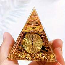 1pc Natural Stone Crystal Slice Evil Eye Sphere Orgone Energy Pyramid Devil Eye Resin Pyramid Home Decor Yoga Ornament - Multicolor - View 6