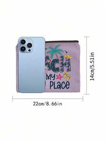 "Beach Is My Happy Place" Tropical Beach Theme Zipper Makeup Bag For Women, Portable Travel Toiletry Bag Organizer For Cosmetics And Toiletries, 6 Colors Available, Portable Organizer Bag, Beach Bag, Travel Bag, Travel Makeup Bag, Summer Vacation Accessory And Back To School Gift, Perfect For Birthday, Thanksgiving - Multicolor - View 12