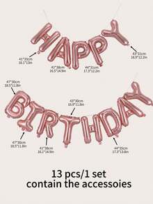 kumozawa 13pcs 16-Inch Multicolored Rainbow Happy Birthday Party Decorative Balloons (Straws Not Included) - Rose Gold - View 12
