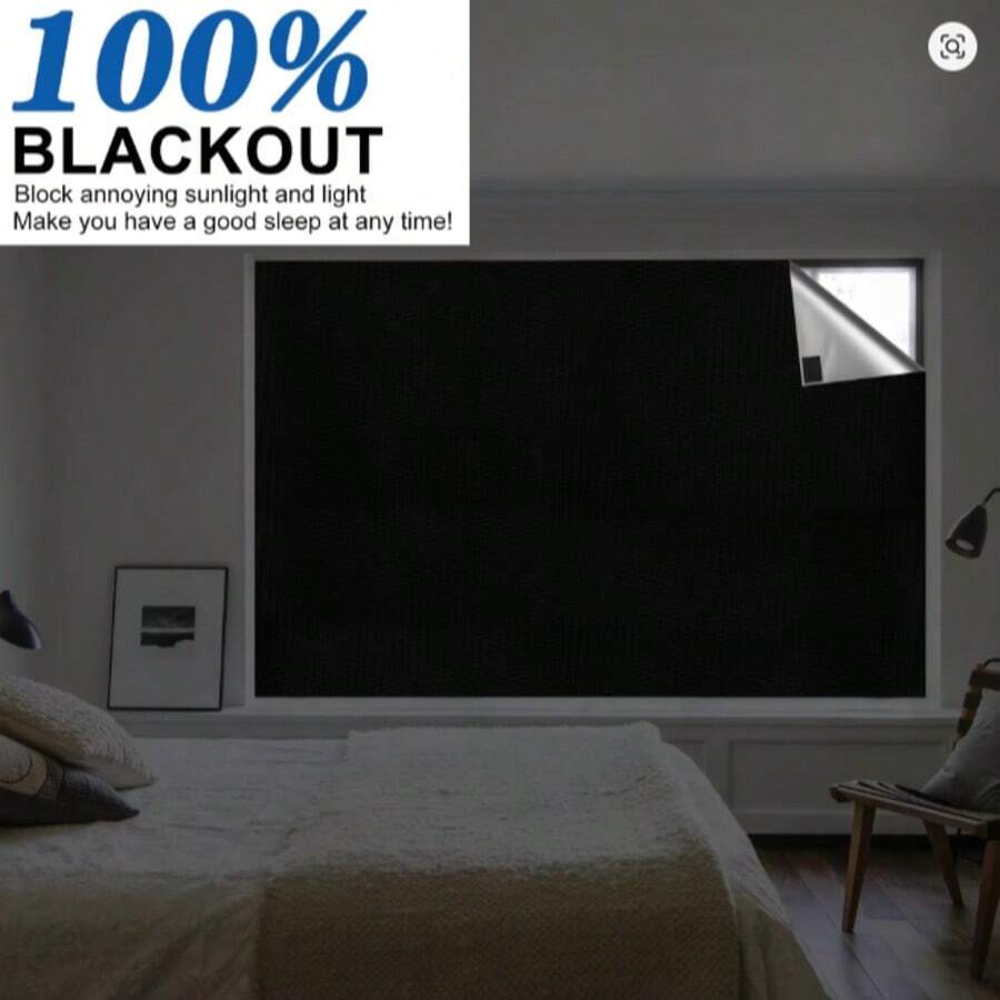 Oxford Fabric Blackout Curtains, No-Drill Hook And Loop DIY Cuttable Sunshade Fabric, Suitable For Bedroom And Car