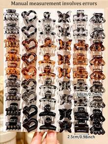 5/25/45pcs Assorted Random Brown & Tortoiseshell Mini Hair Clips, Anti-Collapse Hair Clips, Fashion Versatile Hair Accessories For Girls, Suitable For Daily, Campus And Other Occasions - Multicolor - View 2