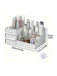 1pc Cosmetic Storage Box With Drawer, Suitable For Vanity, Kitchen Countertop And Bathroom Sink. It Can Also Store Makeup Brushes, Lotions, Lipsticks And Perfumes, Including Storage Compartments For Rings, Pendants, Earrings And Necklaces. This Storage Box Has A Large Capacity And Is Suitable For Use In The Bathroom And Bedroom. - Multicolor - View 3