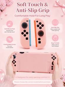 3合1可拆卸保護殼適用於Switch 2 2025/Switch OLED/Switch，可愛粉色軟殼保護殼3件組，防滑舒適握感，精準開孔，女孩遊戲主機裝飾保護殼，Switch遊戲配件，遊戲控制器配件，防摔防滑防刮，完美禮物 - 粉色 - 查看 7