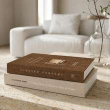 2 piezas de libros decorativos de lino sintético, adecuados para estantería, mesa de café, decoración de estante de almacenamiento, caja de libro sintético, función estética decorativa, diseño de estilo minimalista neutral, compatible con varios estilos estéticos del hogar - 222 - Ver 4