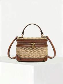 Tas Persegi Kecil, Gaya Liburan, Tas Tangan Kulit Sintetis Kasual, Tas Selempang Elegan untuk Sehari-hari, Cocok untuk Perjalanan Harian dan Liburan - MultiWarna - View 10