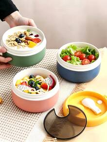 1pc Bento Box With Utensils, Large Capacity Lunch Box, Dishwasher And Microwave , Suitable For Office, Outdoor, School, Picnic, Back To School Supplies - Multicolor - View 6