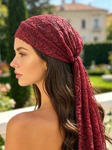 1pc New Long Lace Hair Band, Bridal Headband, Bohemian Style Versatile Hair Scarf, Fashion Hair Tie Summer Hair Accessories Beach Bandanas - Multicolor - View 10