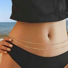 Ceinture chaîne à la mode, ceinture à double couche de franges, chaîne de taille pour femmes , Chaîne de corps bohème pour la plage, ceinture de pantalon - Multicolore - Voir 9