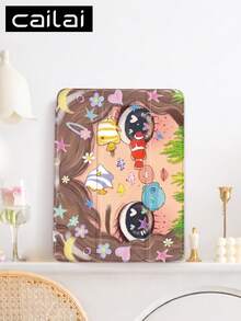 1pc Anime Style Cute Fish Pattern Design Tablet Protective Case, Compatible With IPad 10.2 Inch 2021/2020 10th/9th/8th Generation, (A16) 11 Inch 11th Generation 2025, Compatible With Samsung GalaxyTabA8 10.5 Inch 2022, Tablet Protective Case, Built-In Pen Slot, Supports Auto Sleep/Wake Cover - Multicolor - View 3