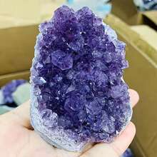 1pc AA+ Grade Natural Amethyst Cluster With Crystal Sprouts, Perfect For Crystal Display And Collection, Natural Earth Beauty, Excellent Home Decor Choice, Suitable For Valentine's Day, Christmas And Other Occasions, Also A Great Gift, Including Crystal Gifts For Parents - Purple - View 7