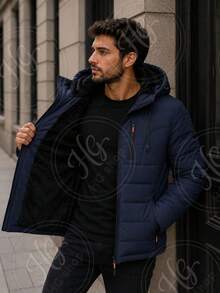Thermal Jacket/Bobby Jacket, Padded And Lined, For Trekking, Snow, And Extreme Cold - Navy Blue Plush - View 2