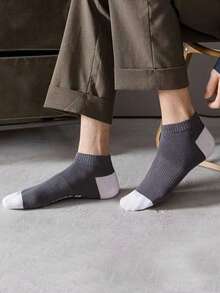 Random 1/3/5 Pairs Men's Sweat-Absorbing Short Ankle Socks, Summer Thin Low-Cut Low Vamp Comfortable Short Socks - Multicolor - View 5