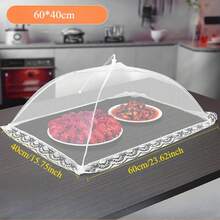 可折疊網狀食物遮蓋帳篷 40x60cm，可收納細網食物罩，防蠅防蟲，適合野餐、燒烤、露營、派對，便攜式戶外食物遮蓋罩，易清洗可重複使用 - 彩色 - 查看 5