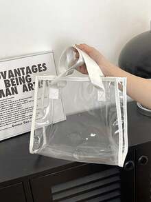 Colorful Shoulder Bag Tote, Transparent Laser Tote Bag, Fashion PVC Transparent Bag, Large Capacity Beach Tote Bag, Laser Shoulder Tote Bag, Reusable Transparent Shopping Bag, Portable Travel And Beach Bag, Perfect For Beach, Travel, Vacation, Swimming, Fitness, Cruise Vacation, Shopping, Commuting - Multicolor - View 13