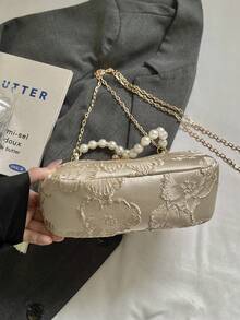 Elegant Women's Handbag With Beaded Embroidery And Fringe, Floral Print, Clutch, Suitable For Evening Party, Wedding, Banquet, Mother's Day Gift, Bridesmaid, Saint - 金色 - 查看 8