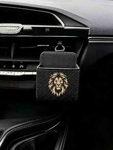美式復古風強大獅子頭印花汽車收納盒 前座掛式出風口收納盒 女款高級汽車內飾收納整理盒 - 霸氣雄獅頭 - 查看 3