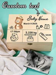 Caja de recuerdos personalizada, Caja de recuerdos con texto personalizado, Caja de almacenamiento de madera personalizada, Caja de recuerdos personalizada, Patrón de animal lindo, Caja decorativa personalizable, Caja de madera, Caja de recuerdos para vacaciones, Regalo de cumpleaños, Aniversario, Decoración del hogar, Regalo único, Dormitorio, Hogar, Amigos - Multicolor - Ver 3
