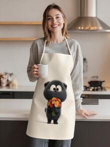 1pc, Cute Kittens, Puppies, And Hamsters Pattern Polyester Apron, Perfect For Cooking, Baking, And Gardening – Great For Kitchen And Dining Wear. - Multicolor - View 5