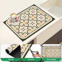 1pc Plaid Pattern Diatomaceous Earth Drying Mat, Non-Slip Heat-Resistant Absorbent Mat, Suitable For Kitchen Countertop, Coffee Machine, Tableware, Home Cafe Bar Party Decoration Placemat Gift - Multicolor - View 4