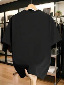 Under The Radar - Camiseta Retro Elástica para Mujer - Blusa de Manga Corta con Cuello Redondo - Top Básico Compatible |   Lavable a máquina - Negro - Ver 2