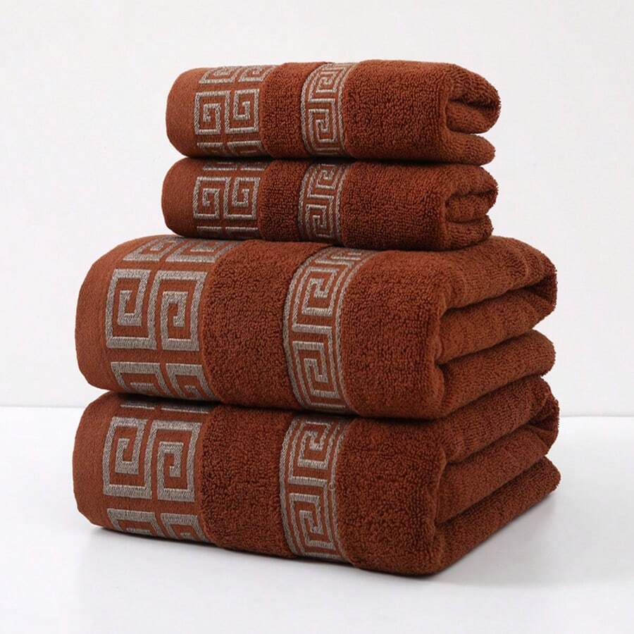 4 Pack 100% Pure Cotton Towel Set 2Pcs Bath Towels 70*140cm + 2Pcs Hand Towels 35*75cm, Soft Skin Friendly High Absorbent Lint Free Towels For Home Gym Travel Gift