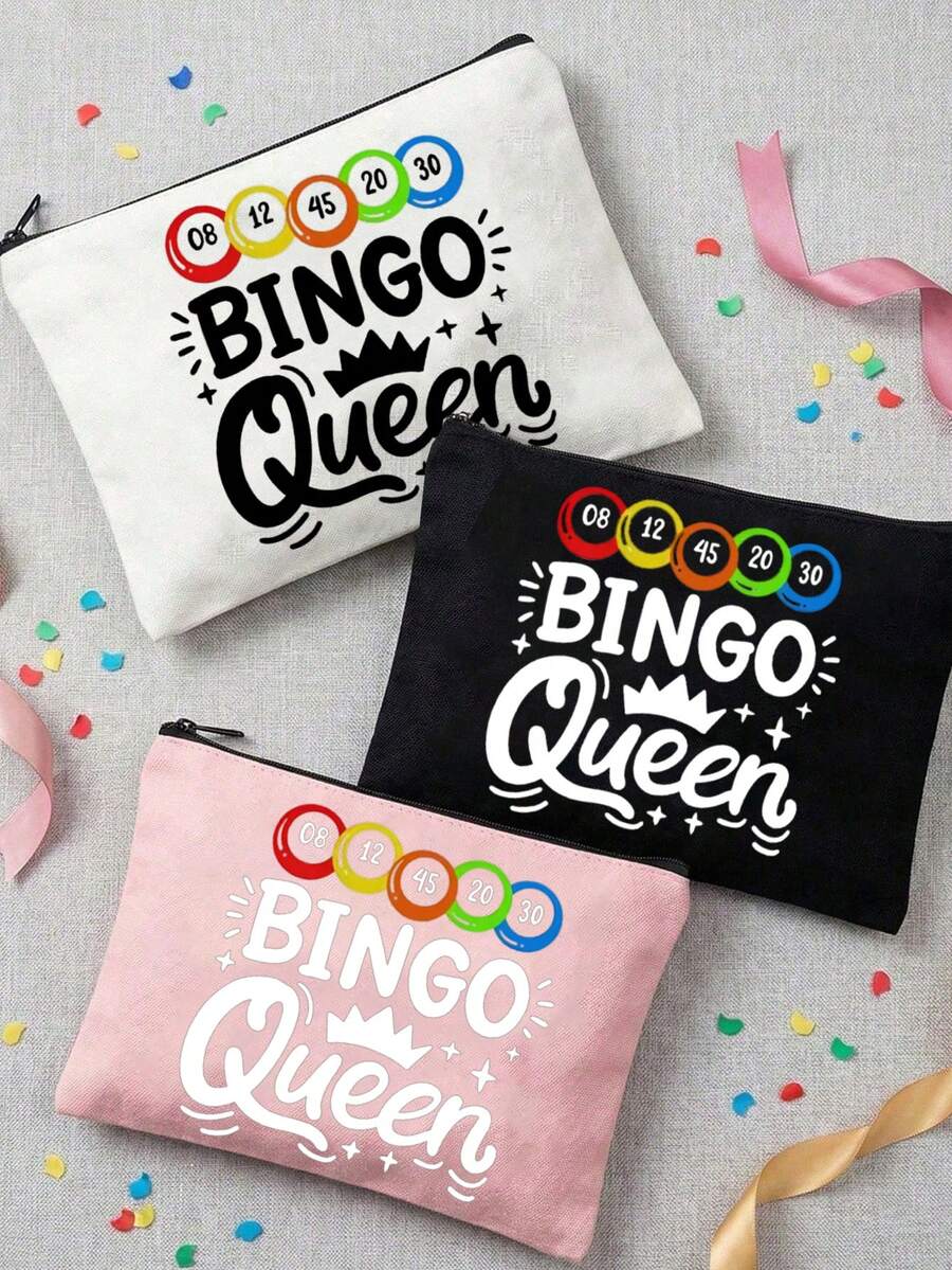 "Bingo" Buchstaben-Muster Reise-Kulturbeutel, Cartoon Spaß Multifunktionale Segeltuchtasche, Ladegerät Aufbewahrungstasche, Reise-Make-up Essential Tasche: Damen Reise-Essential Tasche, Unisex Reißverschluss Tasche, Kosmetik, Make-up und leichte Reise-Essentials, perfekt für Teenager, Geburtstag und Reise-Accessoires, Feiertagsgeschenk, Muttertagsgeschenk