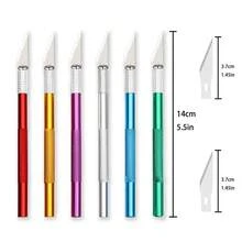 suli Non-Slip Craft Engraving Knife Set Metal Handle Sculpture Cutter With Spare Blades Practical Hand Tool For DIY Leather Paper - Multicolor - View 2