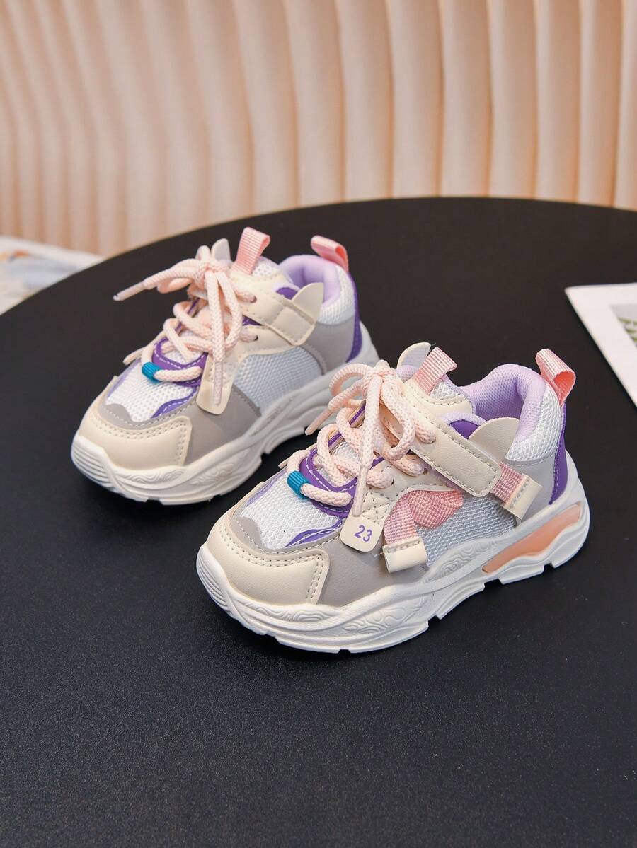 1 Pair Kids Girls Unisex Fashion Sneakers, Comfortable Non-Slip Casual Shoes, Suitable For Outdoor And School, Suitable For Spring, Autumn And All Seasons - Pink - View 1