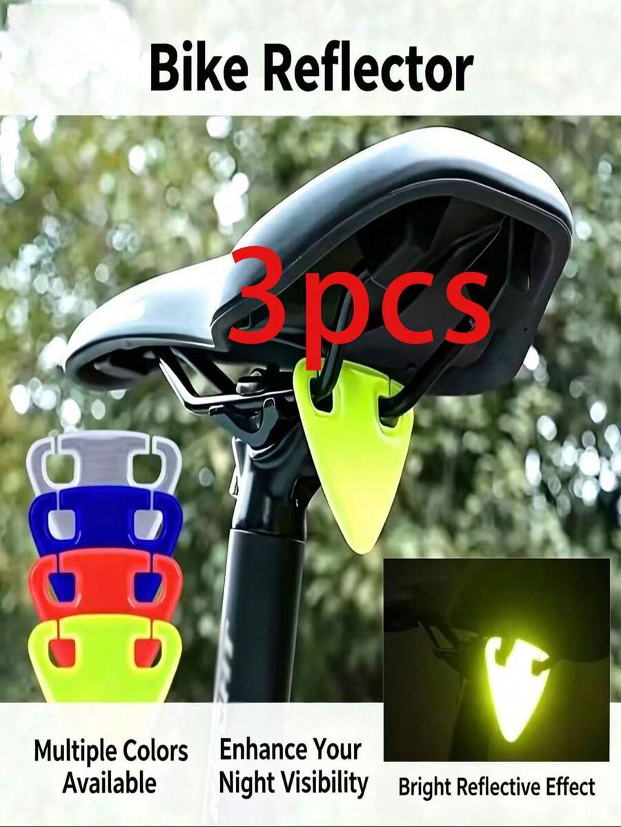 3pcs Random Single-Sided Reflective Safety Lights | Triangle Bicycle Reflective Stickers | Multiple Colors Available | Suitable For Road/Mountain/City Bicycles | Specialized For Night Reflective Riding | Easy To Install And Remove | Suitable For Riders/Shared Bicycles | Bicycle | Provides Safer Protection For Night Riding Enthusiasts (Best Choice For Night Riding Enthusiasts)