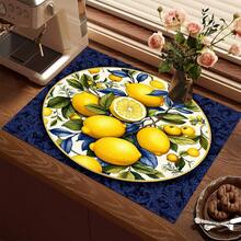 1pc Lemon Pattern Absorbent Drying Mat, Kitchen Decor Coffee Machine Mat, Hand Drip Coffee Pot Drainer Mat, Kitchen Floor Mat, Table Mat, Kitchen Countertop Dish Drying Mat, Breakfast Mat, Heat-Resistant Drainer Mat With Non-Slip Backing, Diatomaceous Earth Drainer Mat, Stain-Hiding, Super Absorbent Kitchen Drainer Mat, Easy-To-Clean Dish Rack Mat, Perfect For Kitchen, Dining Table, Coffee Shop, Bar, Holiday, Party, Home Decor, Holiday Gift - Multicolor - View 8