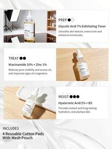The Ordinary Mini Icons 迷你保養套組 菸鹼醯胺+鋅 透明質酸+B5 乙醇酸化妝水 溫和去角質 亮白 平衡油脂 旅行入門組 附可重複使用棉片 - Hyaluronic Acid B5+ Niacinamide Serum + Glycolic Acid Toner - 查看 3