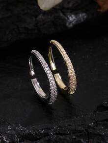 rakol 1pc Fashion Minimalist Square Round Geometric Open Ring For Women, Daily Wear, Stackable - Round - View 8