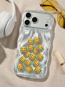 1pc Funny Custom Face Rattle Phone Case, ABS Plastic Clear Wavy Shell & Acrylic Corn Shaped Floating Portrait Pieces, Shakeable Novelty Design, Creative Birthday Gift For Friends - Multicolor - View 8