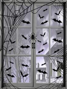 120piezas/60piezas/12piezas Murciélagos Negros 3D Decoraciones de Halloween – Pósteres de Pared Aterradores para Bar – Decoración de Halloween, Artículos Espeluznantes – Decoración del Hogar de Halloween, Recuerdos de Fiesta de Halloween, Pósteres de Pared Inquietantes – Adecuado para Decoración de Fiestas en Interiores y Exteriores, Decoraciones Aterradoras para el Hogar y Ventanas, Fácil de Despegar y Pegar (Sin Residuos), Pegatinas para Botes de Basura de Halloween, Decoración Espeluznante, Imprescindible para Entusiastas del Terror, Acentos de Halloween - A - Ver 5