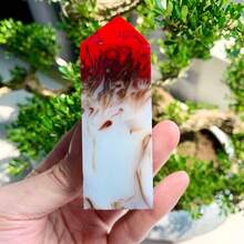 1pc Random Flame Agate Square Pillar, Crystal - Interior Decorative Stone, Crystal Array Combination, Mother's Day And Personal Collection. - Multicolor - View 8