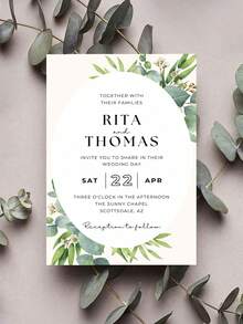 客製化尤加利婚禮卡片－綠意主題邀請函與 Save The Date 卡－背面留白可寫個性化訊息－附信封 - 多色12 - 查看 5
